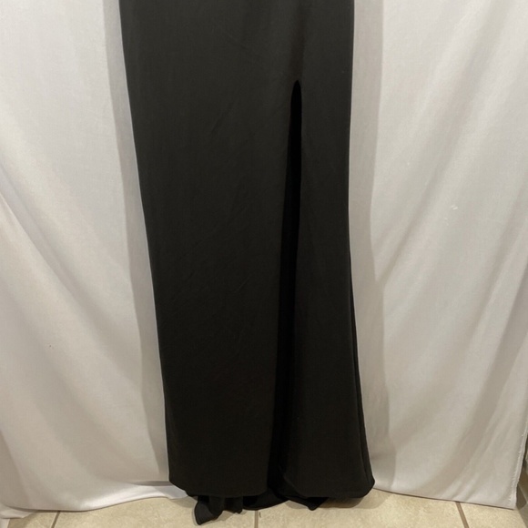 NEW $228 La Femme [ 4 ] One Shoulder‎ Jersey Gown in Black - Picture 11 of 14